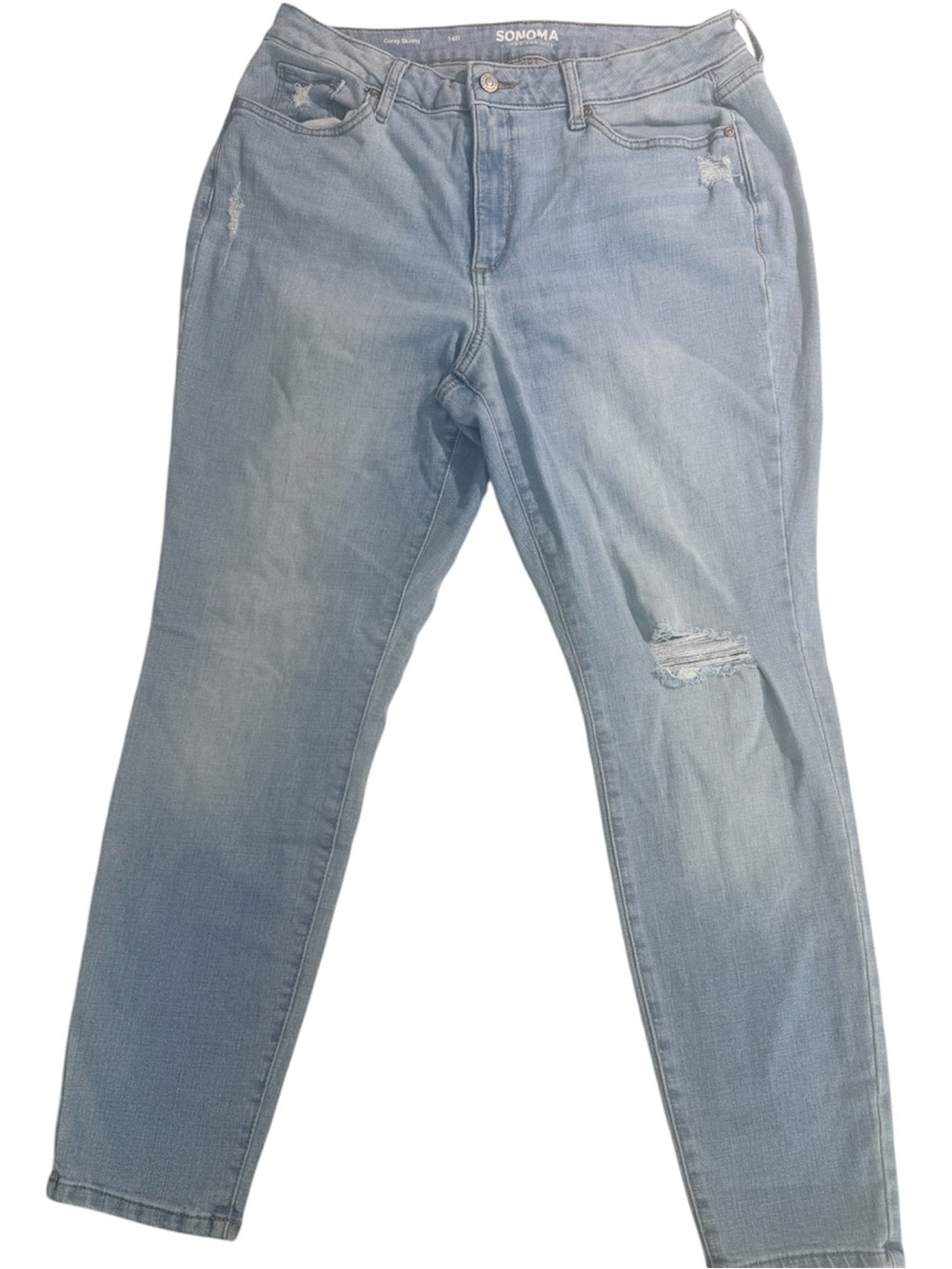 Sonoma Curvy Skinny Jeans Size 14 Regular Light Wash Distressed Stretch